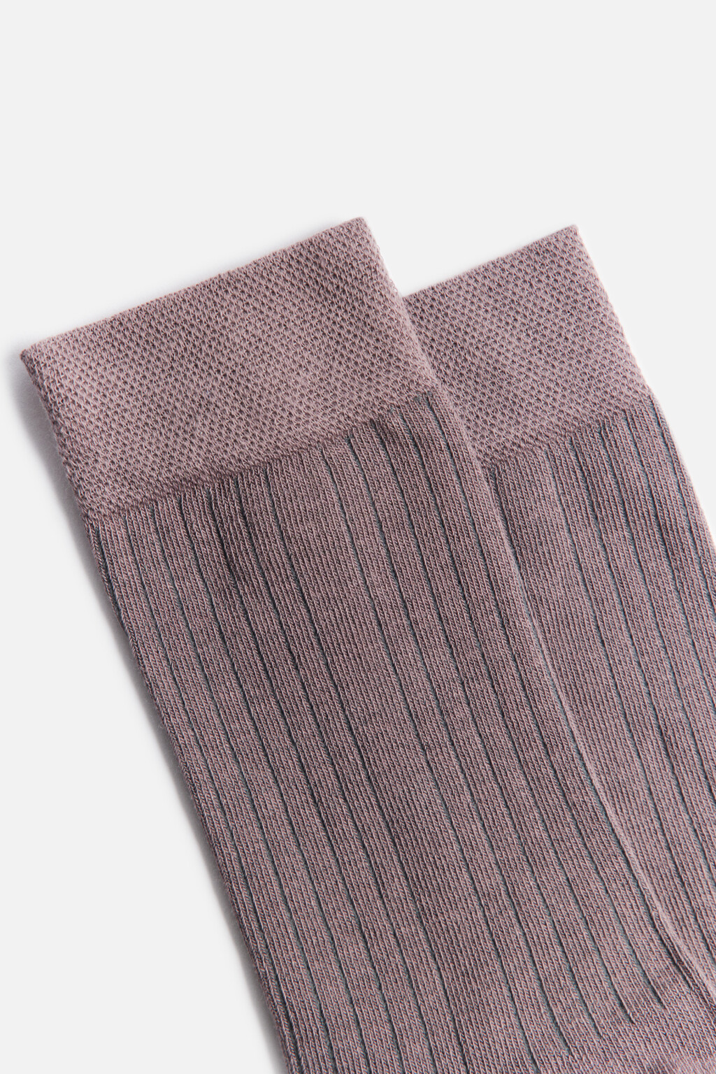 Носки высокие однотонные в рубчик - цвет коричневый - 2