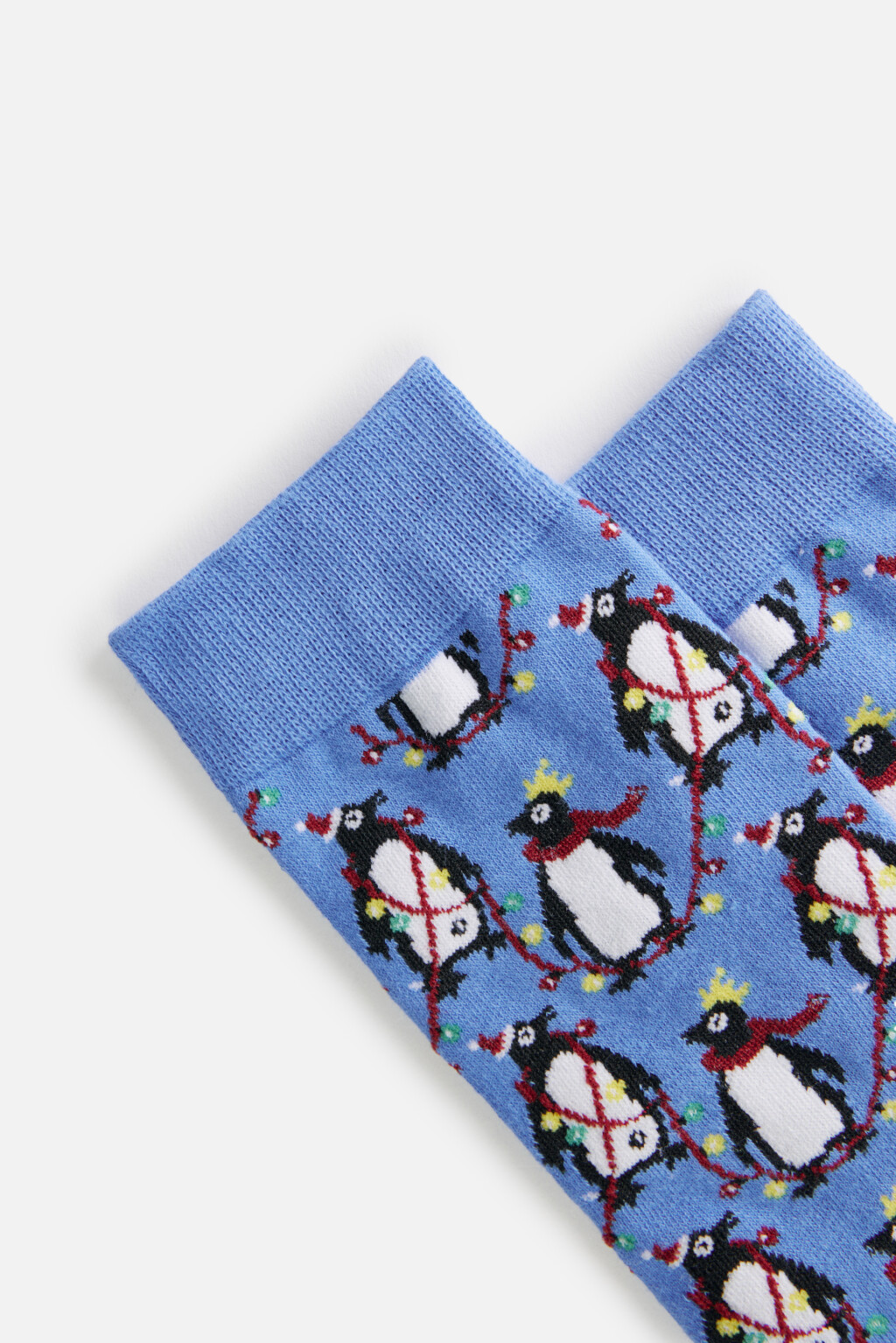 Носки высокие с новогодним принтом - цвет голубой - 2