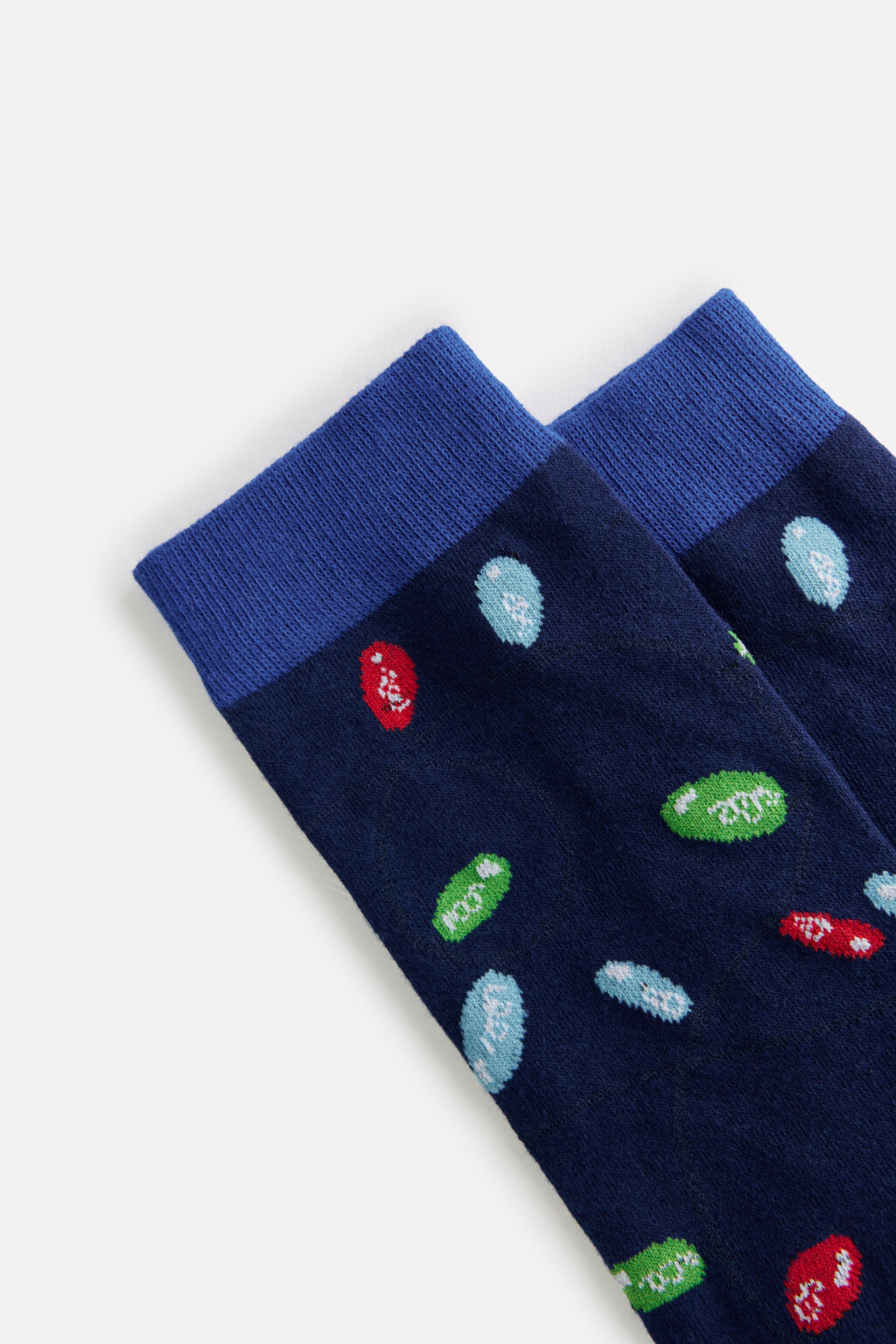 Носки высокие с новогодним принтом - цвет синий - 2
