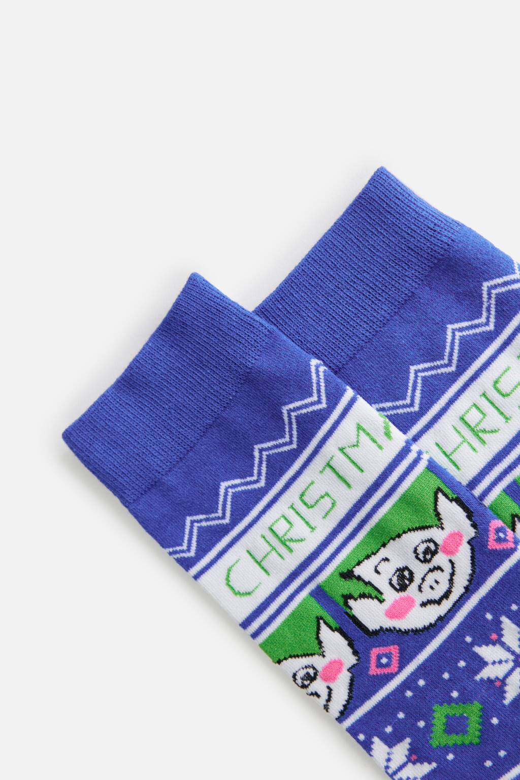 Носки высокие с новогодним принтом - цвет красный - 2
