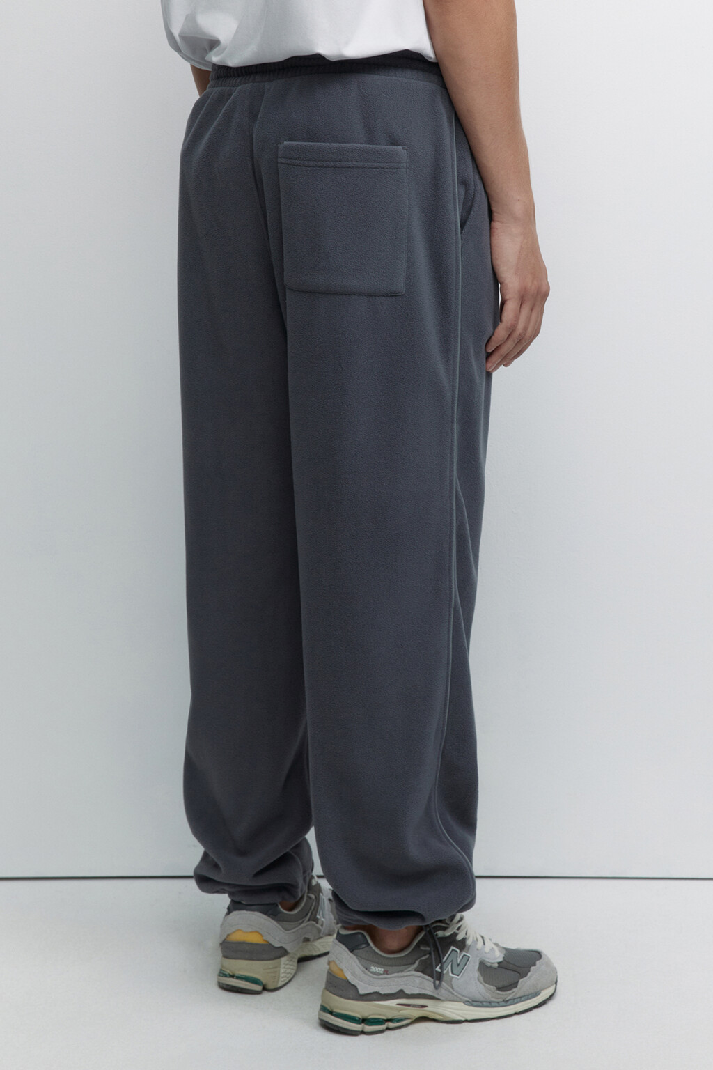 Брюки-джоггеры флисовые с поясом на резинке - цвет серый - 3