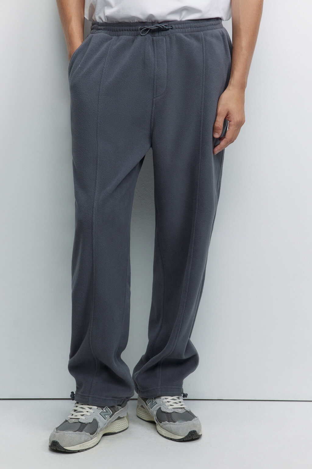 Брюки-джоггеры флисовые с поясом на резинке - цвет серый - 4