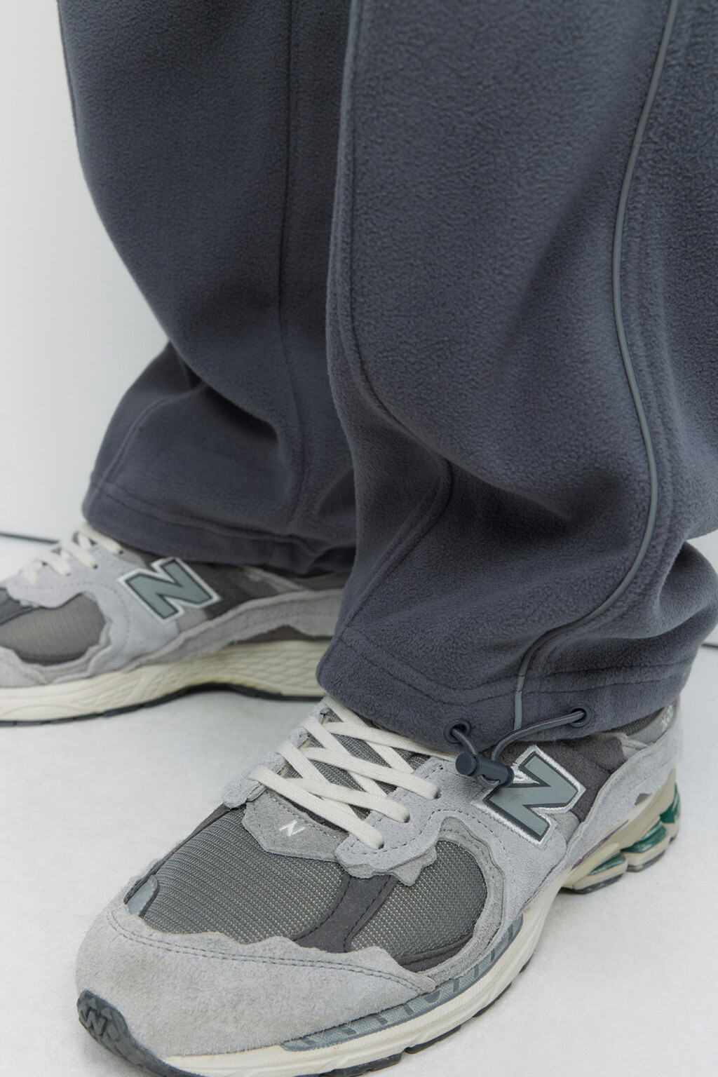 Брюки-джоггеры флисовые с поясом на резинке - цвет серый - 7