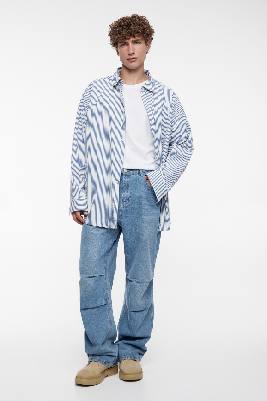 Джинсы wide широкие объемные с вареным эффектом - цвет голубой - 6