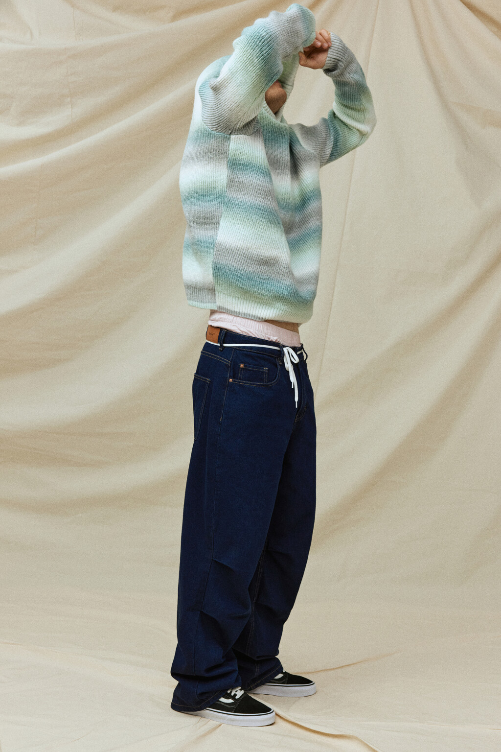 Джинсы wide широкие объемные с вареным эффектом - цвет синий - 9