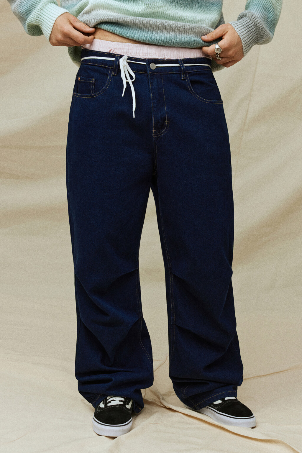 Джинсы wide широкие объемные с вареным эффектом - цвет синий - 10