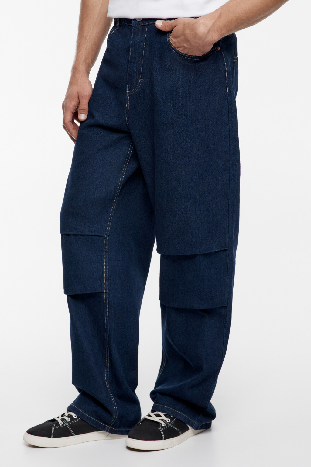 Джинсы wide широкие объемные с вареным эффектом - цвет синий - 2