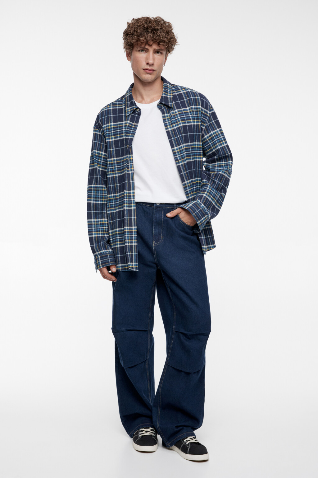 Джинсы wide широкие объемные с вареным эффектом - цвет синий - 5