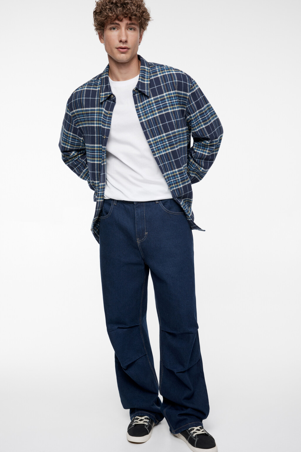 Джинсы wide широкие объемные с вареным эффектом - цвет синий - 6