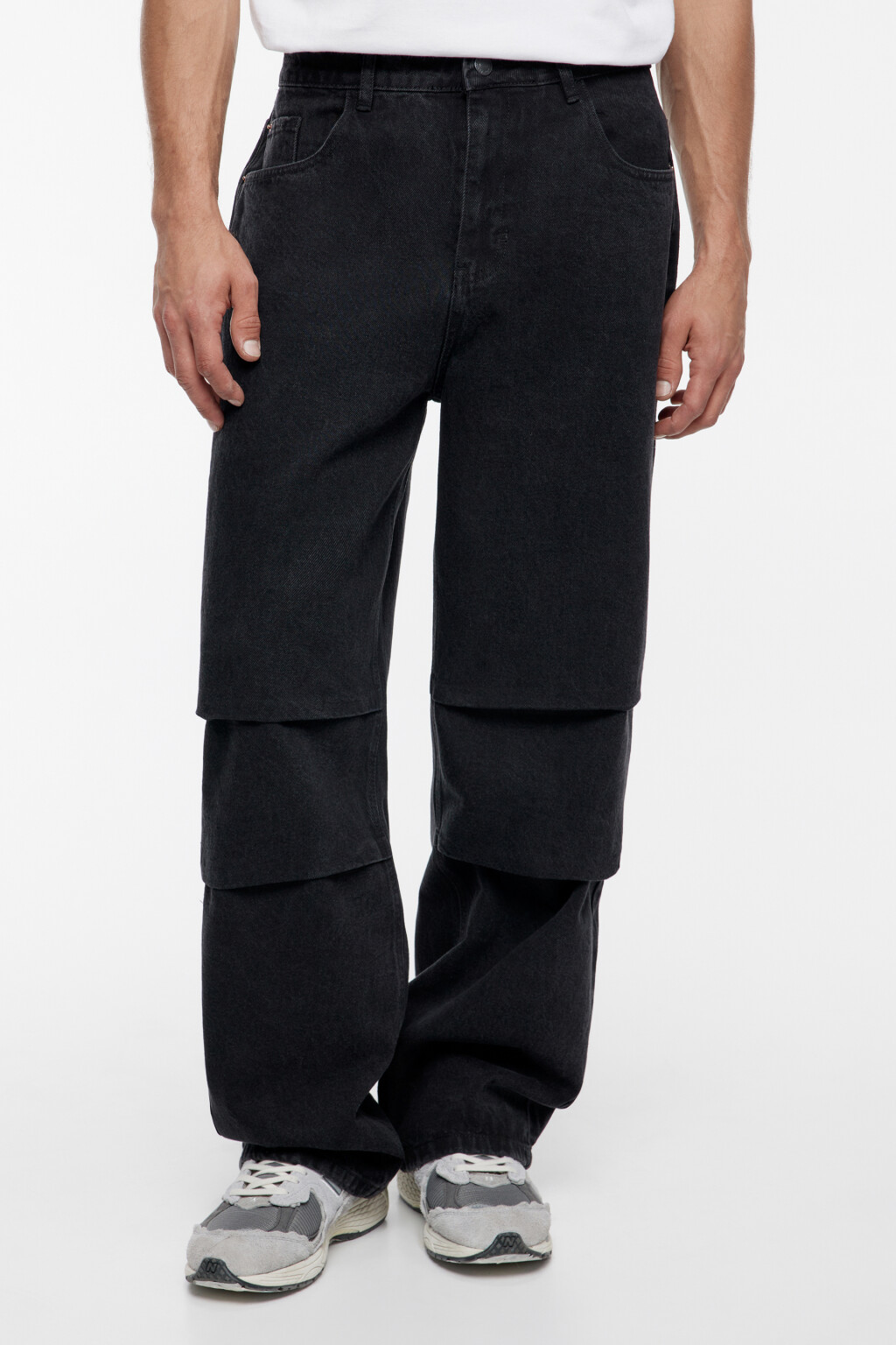 Джинсы wide широкие объемные с вареным эффектом - цвет черный - 3