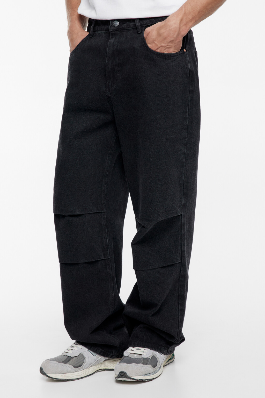 Джинсы wide широкие объемные с вареным эффектом - цвет черный - 2