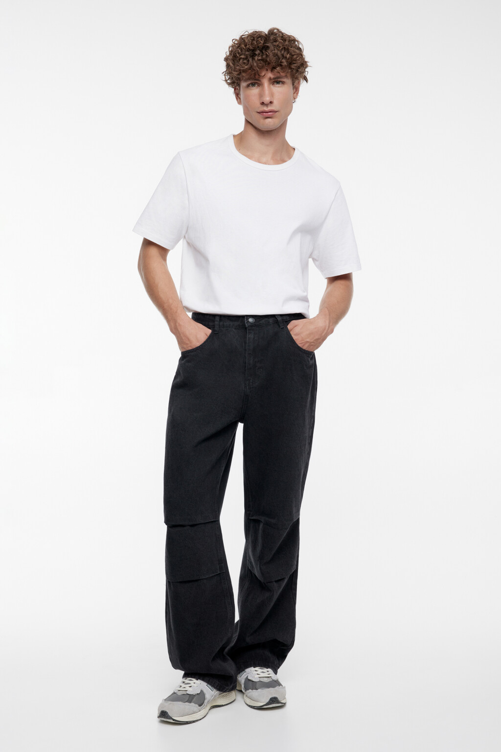 Джинсы wide широкие объемные с вареным эффектом - цвет черный - 5