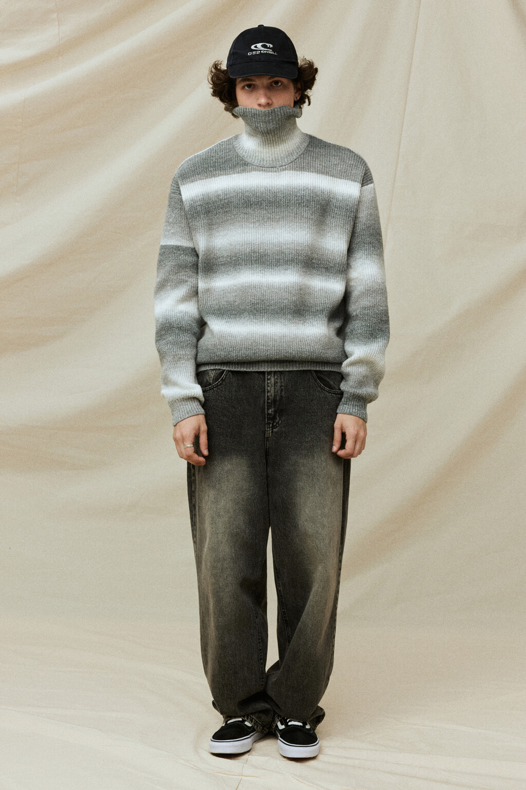 Джинсы oversize широкие с эффектом масляной стирки - цвет серый - 8