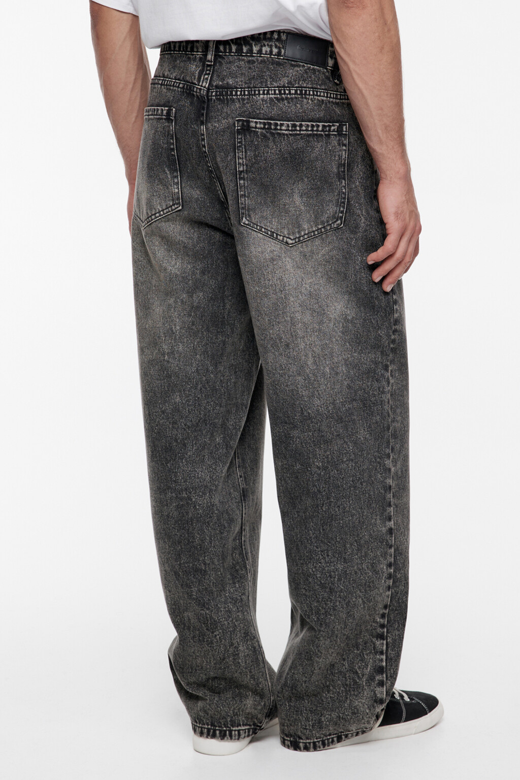 Джинсы oversize широкие с эффектом масляной стирки - цвет серый - 3