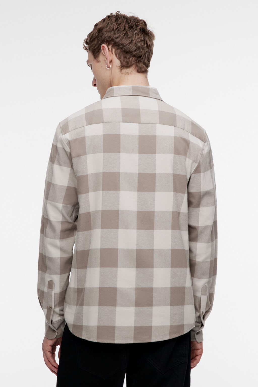 Рубашка oversize хлопковая с принтом в клетку - цвет черный - 4