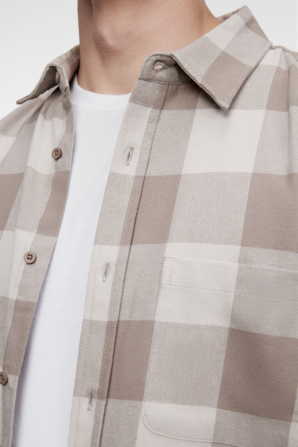 Рубашка oversize хлопковая с принтом в клетку - цвет черный - 7