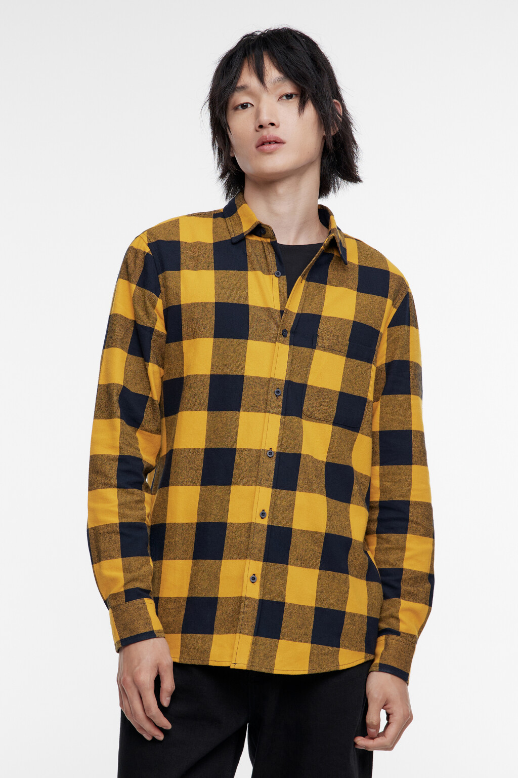 Рубашка oversize хлопковая с принтом в клетку - цвет мультиколор - 3