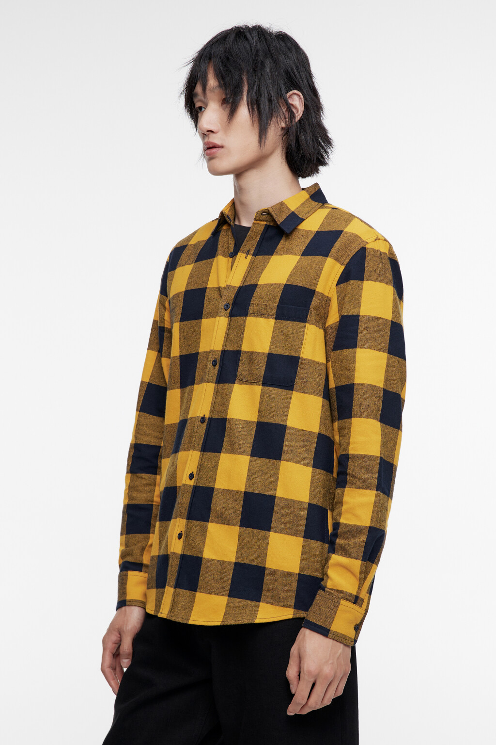 Рубашка oversize хлопковая с принтом в клетку - цвет мультиколор - 4