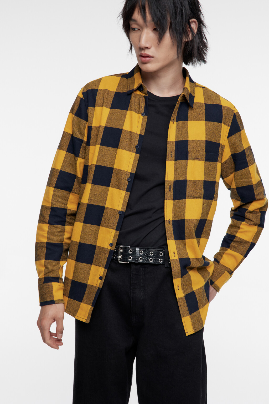 Рубашка oversize хлопковая с принтом в клетку - цвет мультиколор - 2