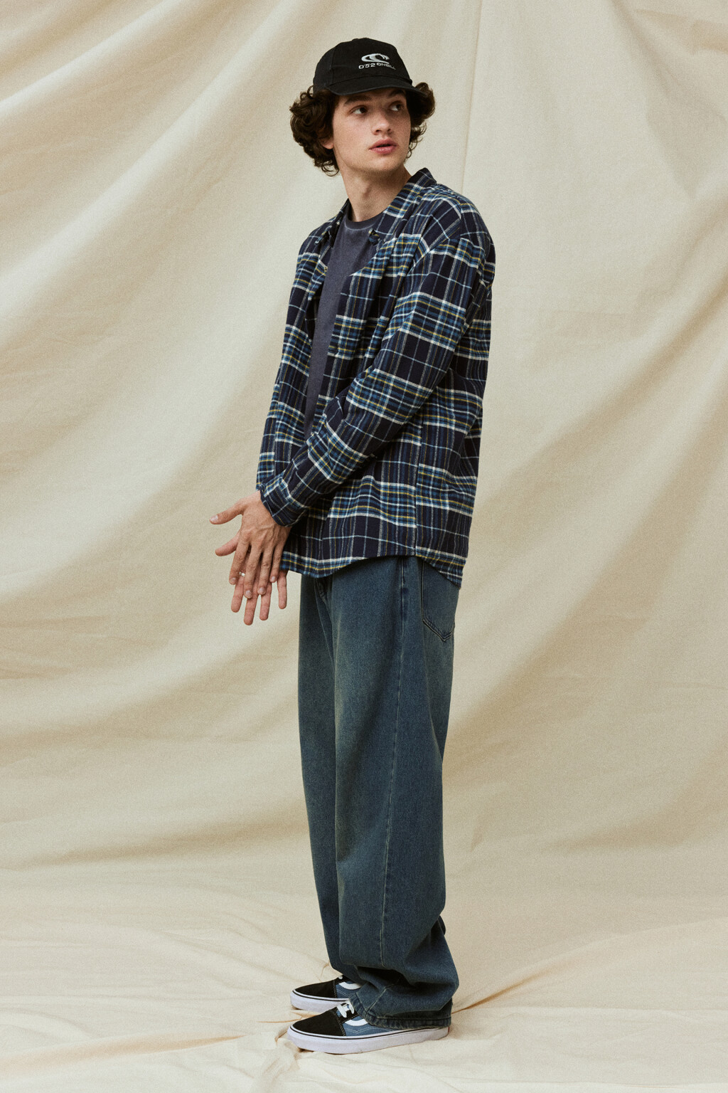 Рубашка фланелевая свободная с принтом в клетку - цвет синий - 8