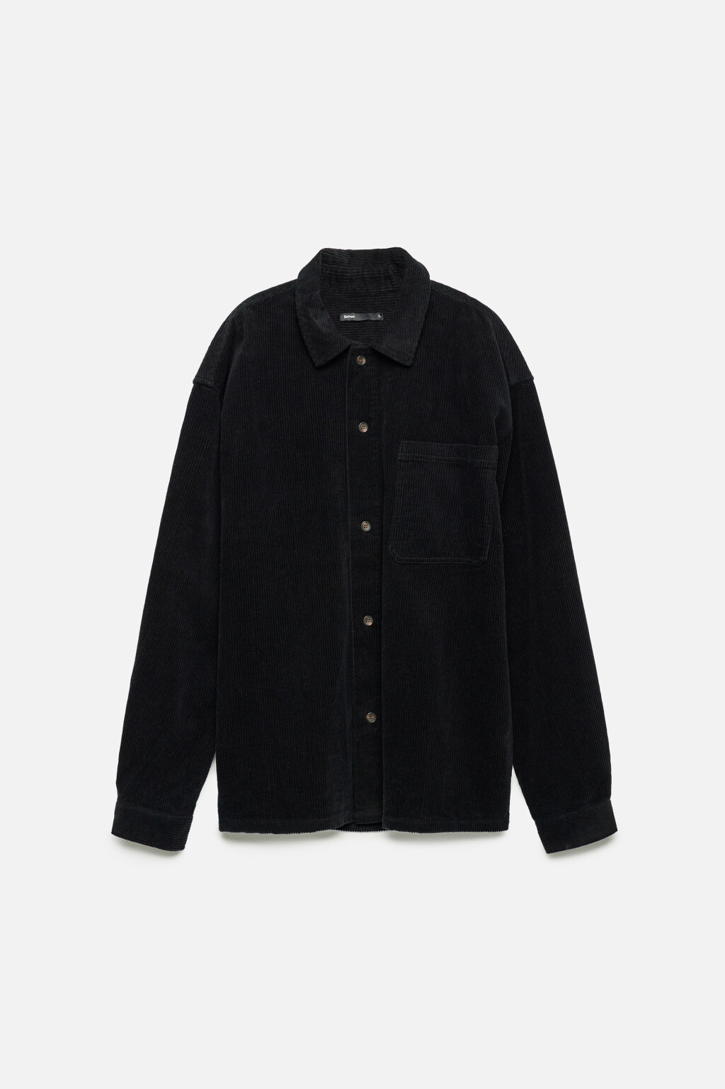 Рубашка свободная вельветовая классического кроя - цвет черный - 10