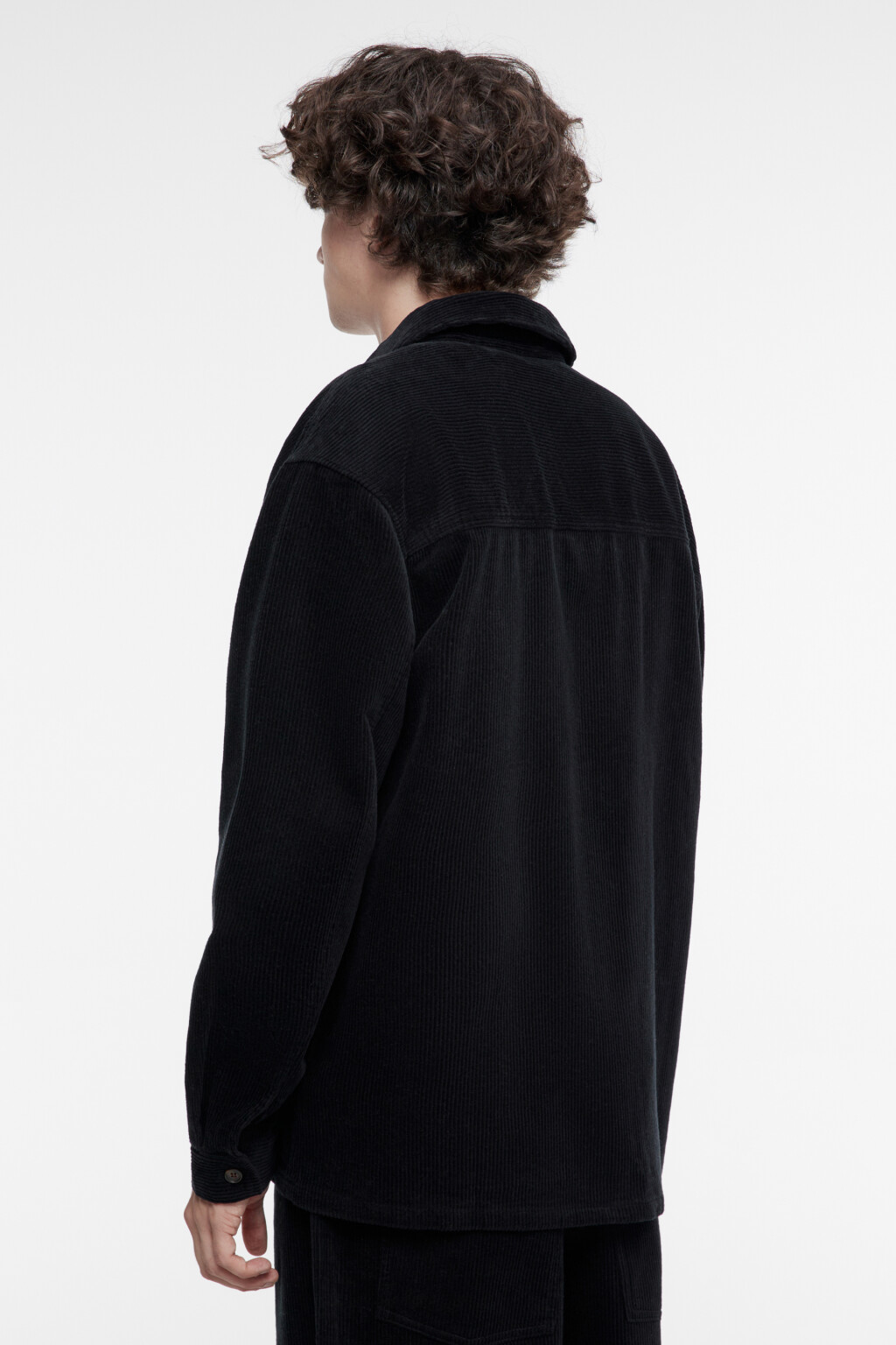 Рубашка свободная вельветовая классического кроя - цвет черный - 4