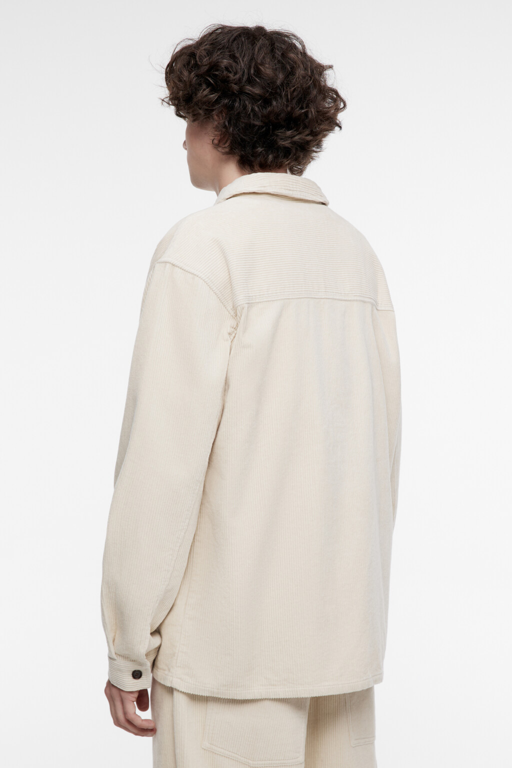 Рубашка свободная вельветовая классического кроя - цвет бежевый - 4