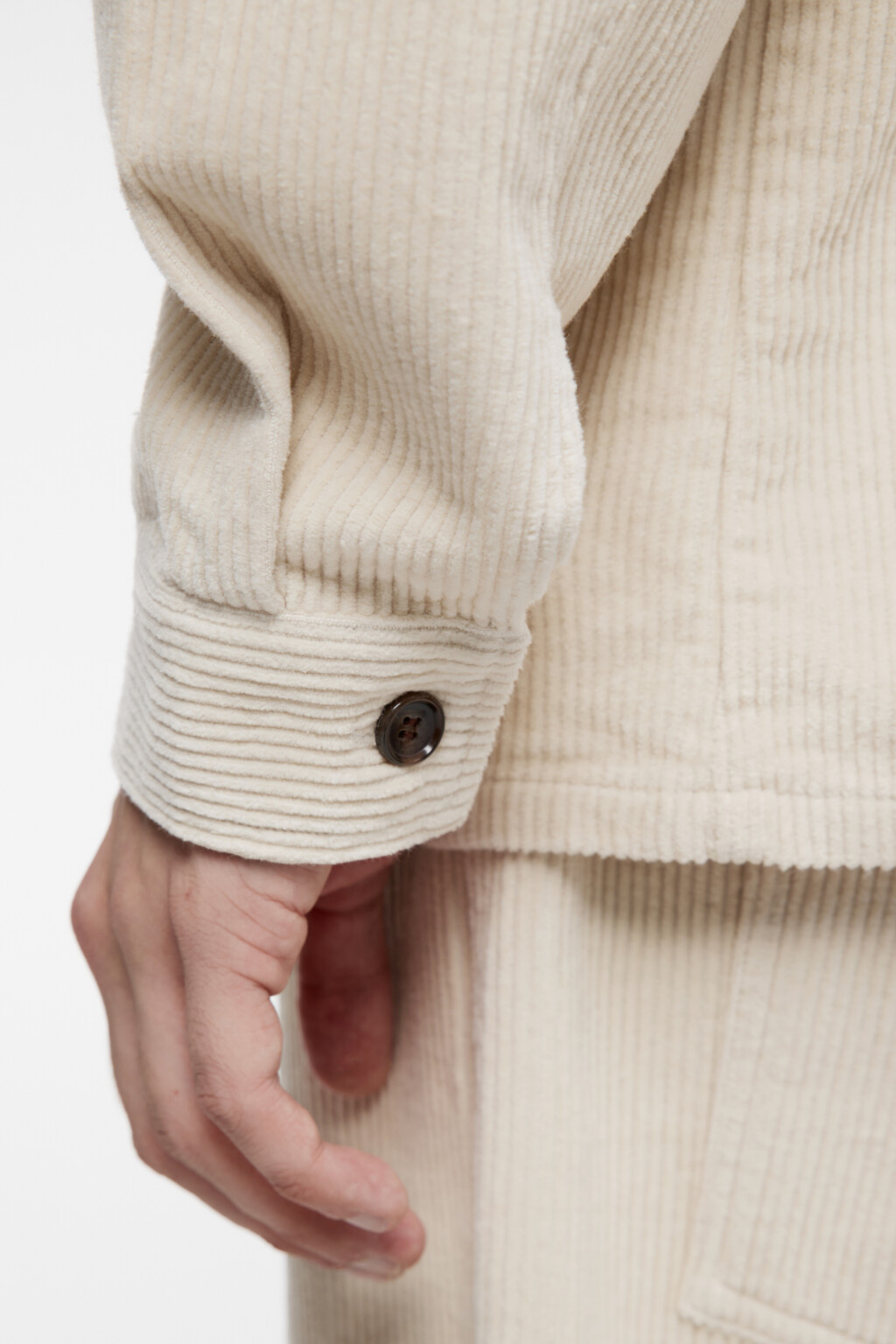 Рубашка свободная вельветовая классического кроя - цвет бежевый - 7