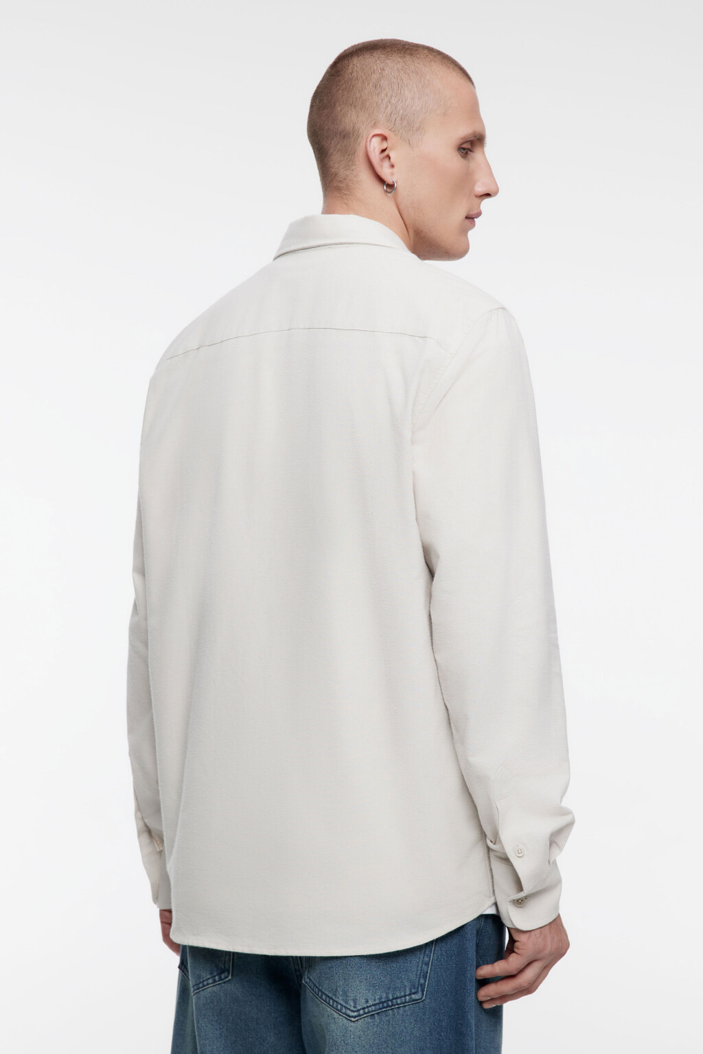 Рубашка хлопковая классическая с нагрудным карманом - цвет серый - 5