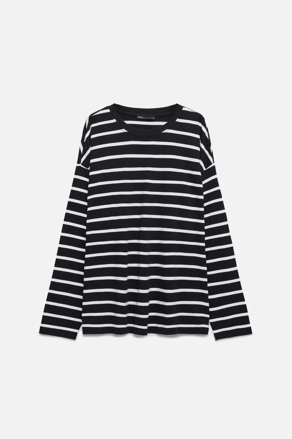 Лонгслив oversize хлопковый с принтом в полоску - цвет белый - 7