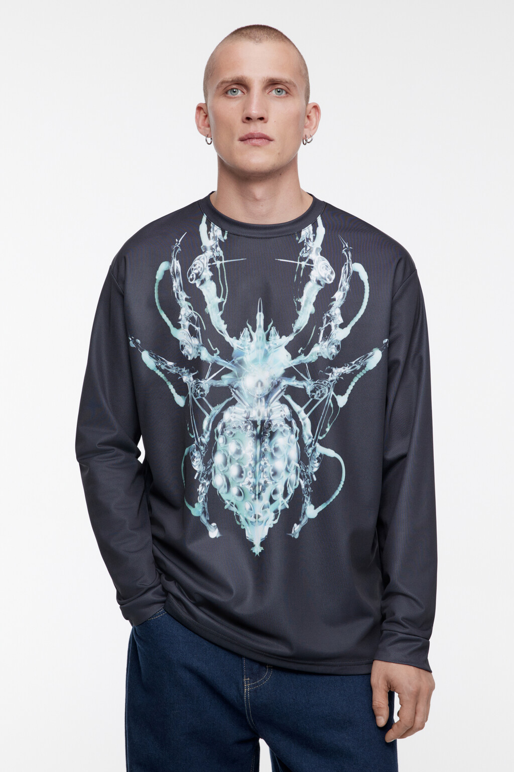 Лонгслив oversize с 3D-принтом - цвет черный - 4