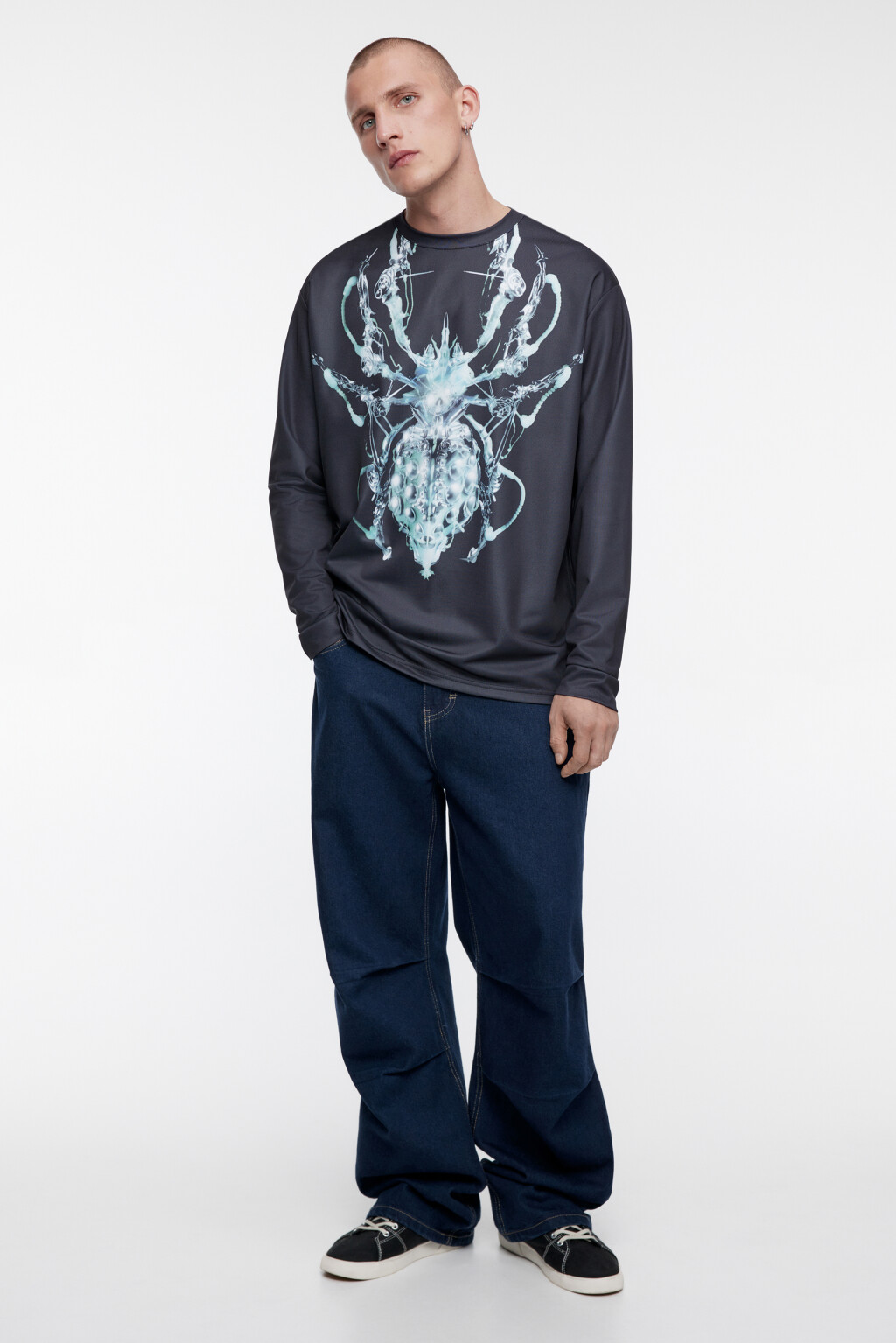 Лонгслив oversize с 3D-принтом - цвет черный - 2