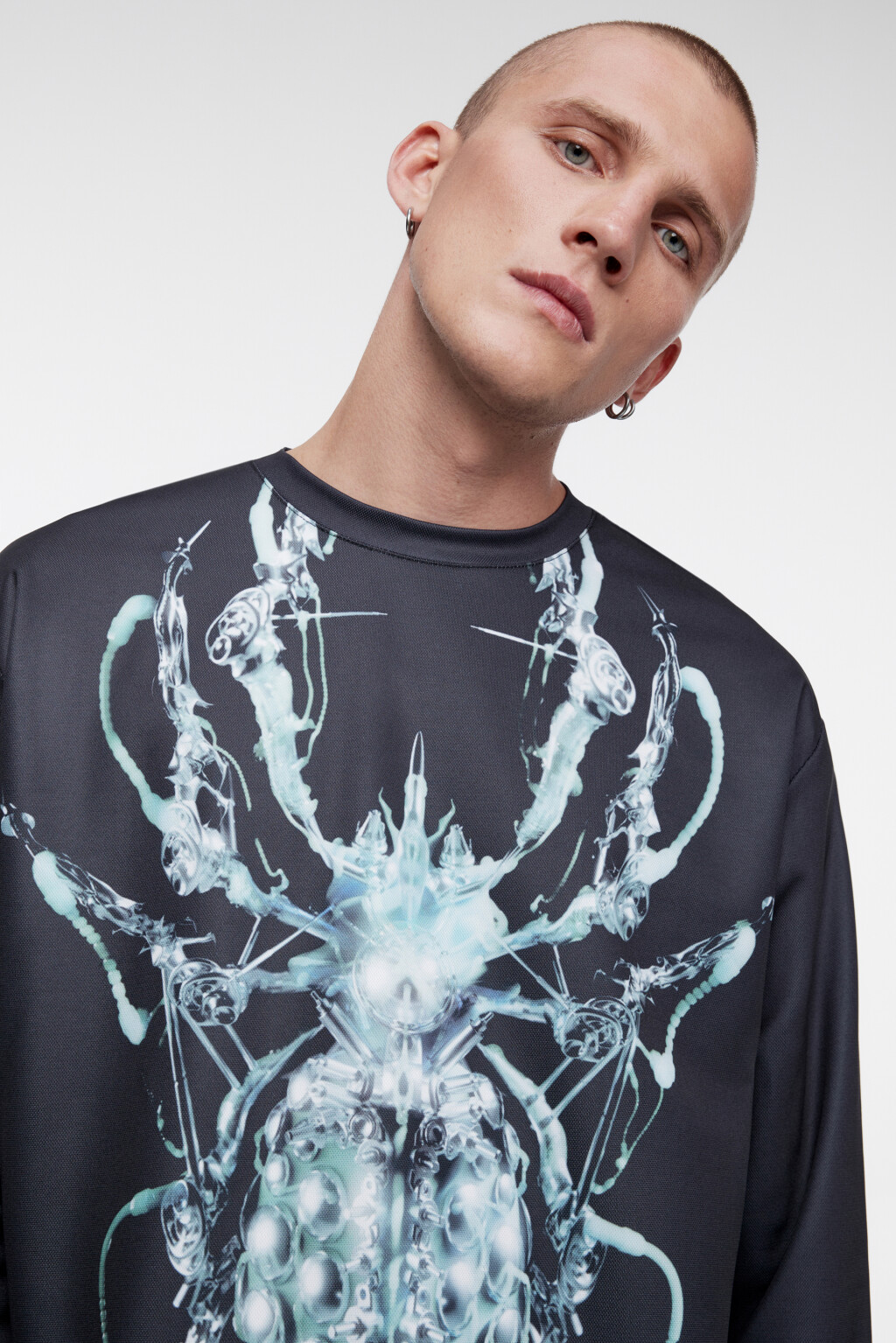 Лонгслив oversize с 3D-принтом - цвет черный - 3