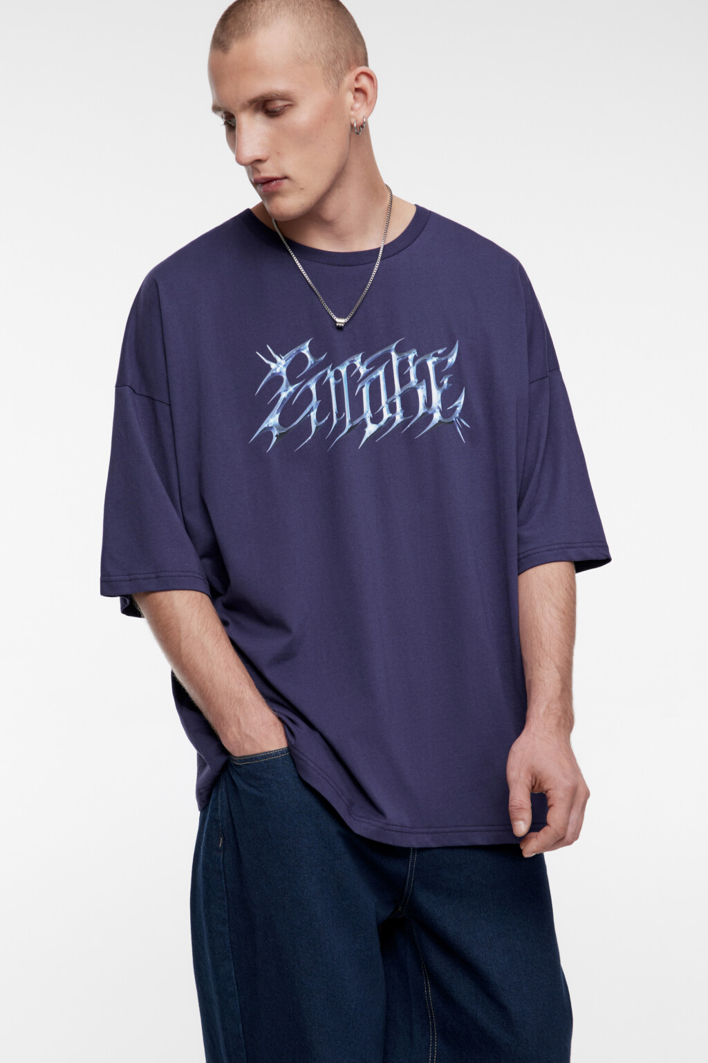 Футболка oversize с принтом в стиле метаверс - цвет фиолетовый - 3