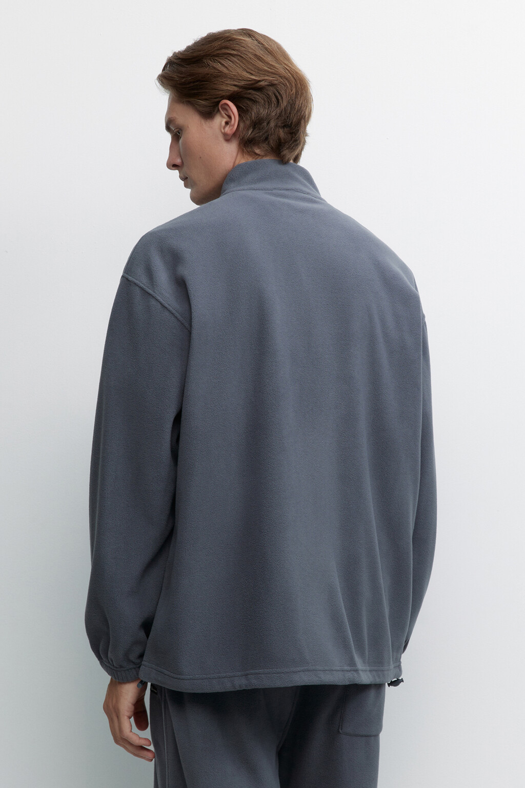 Худи oversize флисовая на молнии с воротником-стойкой - цвет серый - 5