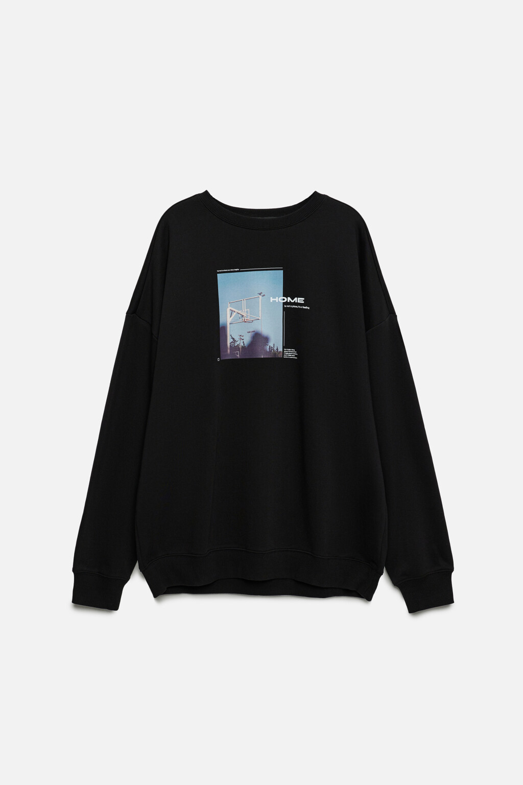 Свитшот oversize утепленный с принтом и надписями - цвет черный - 8