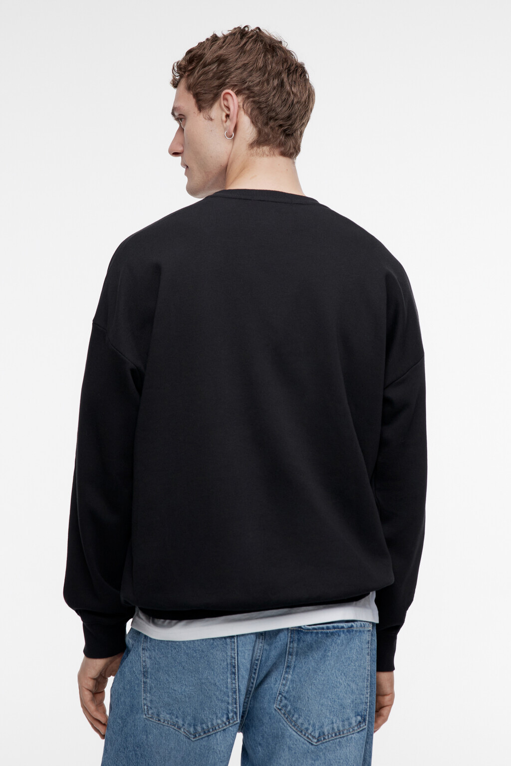 Свитшот oversize утепленный с принтом и надписями - цвет черный - 4