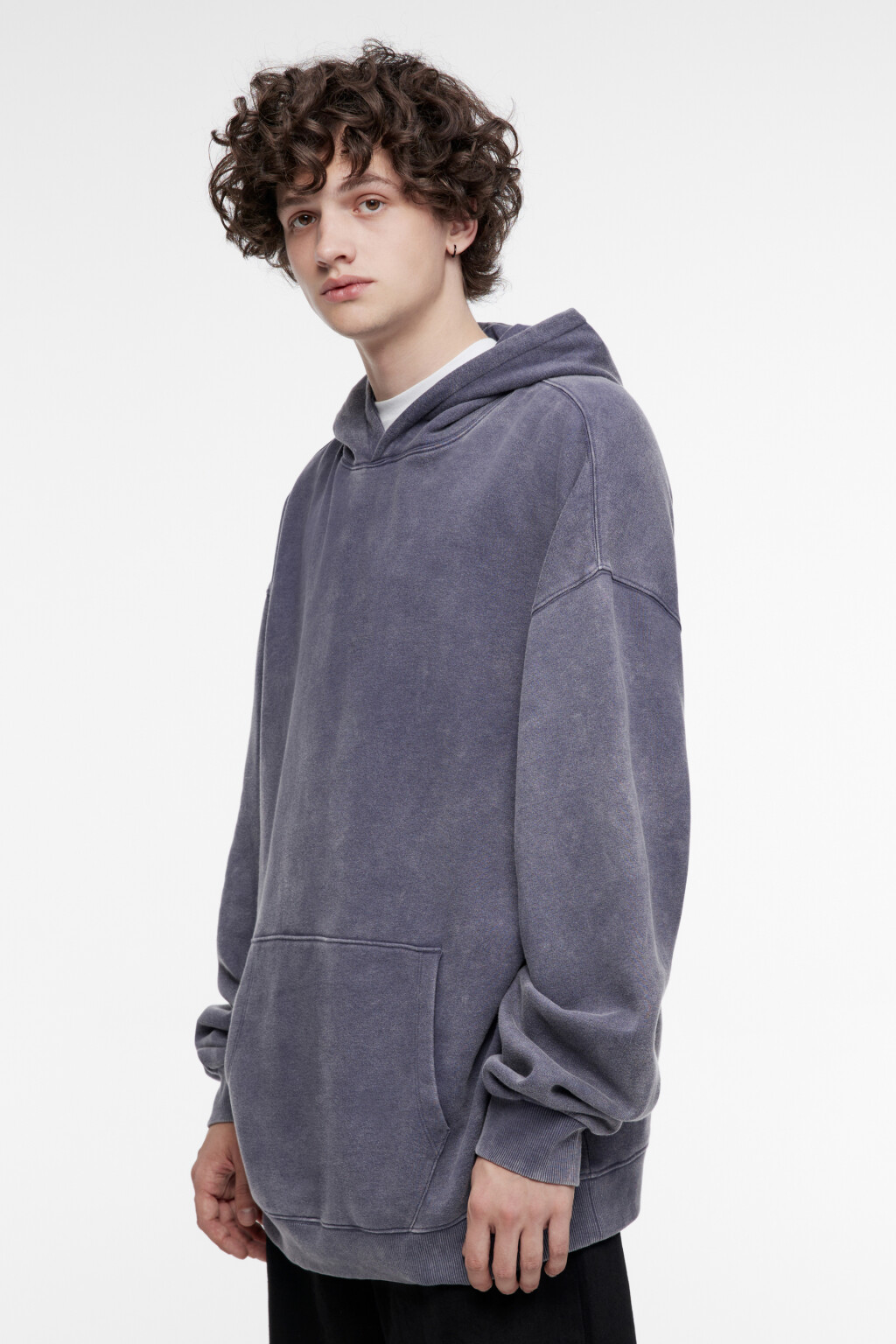 Худи oversize утепленная с состаренным эффектом - цвет сливовый - 2