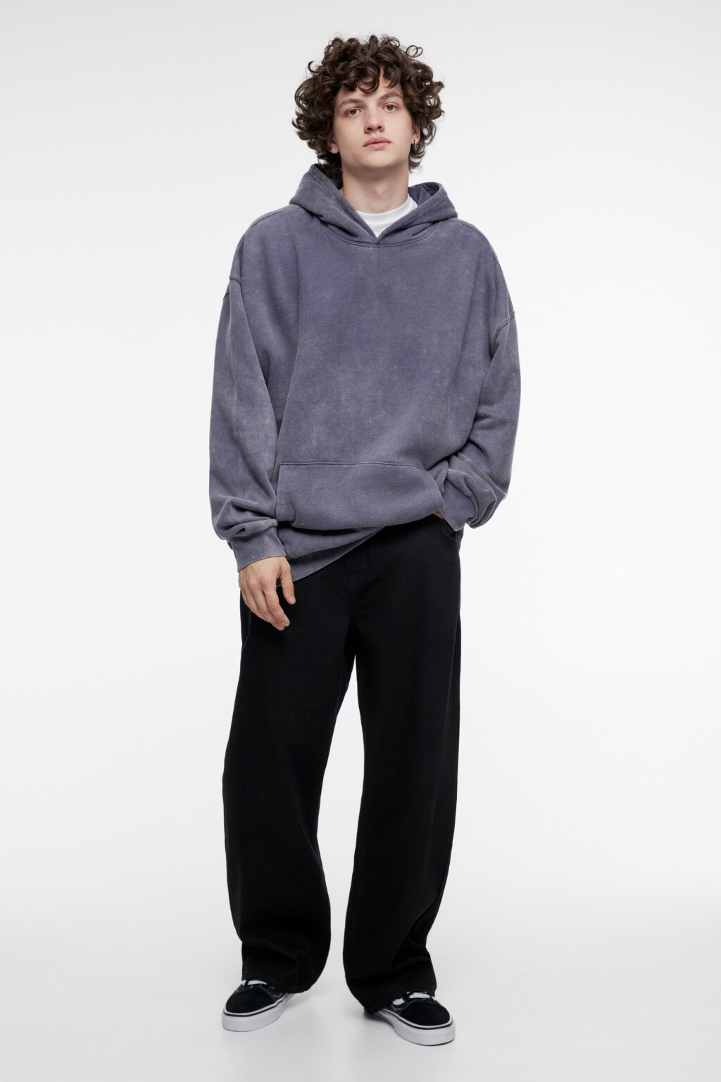 Худи oversize утепленная с состаренным эффектом - цвет сливовый - 4