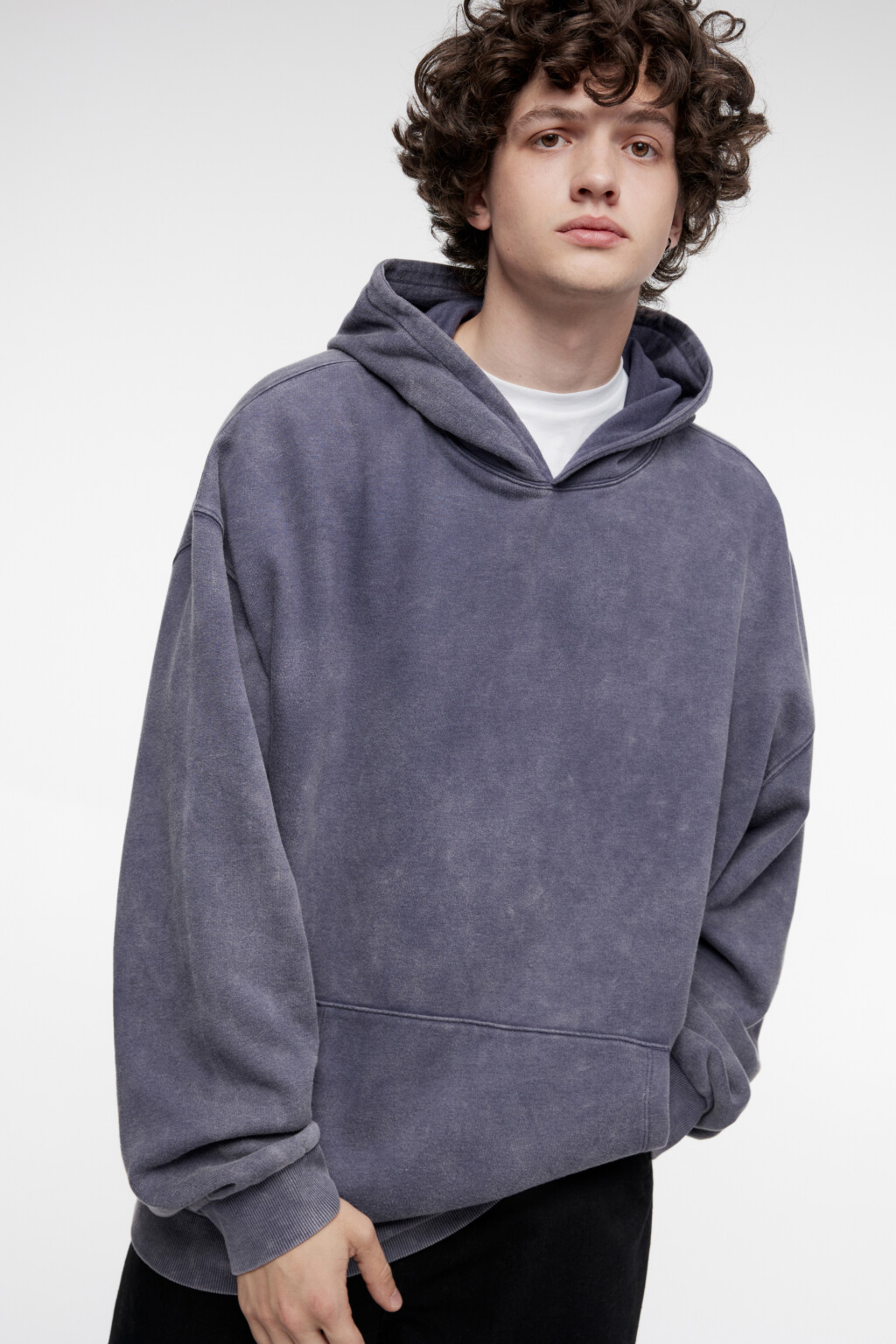 Худи oversize утепленная с состаренным эффектом - цвет сливовый - 5