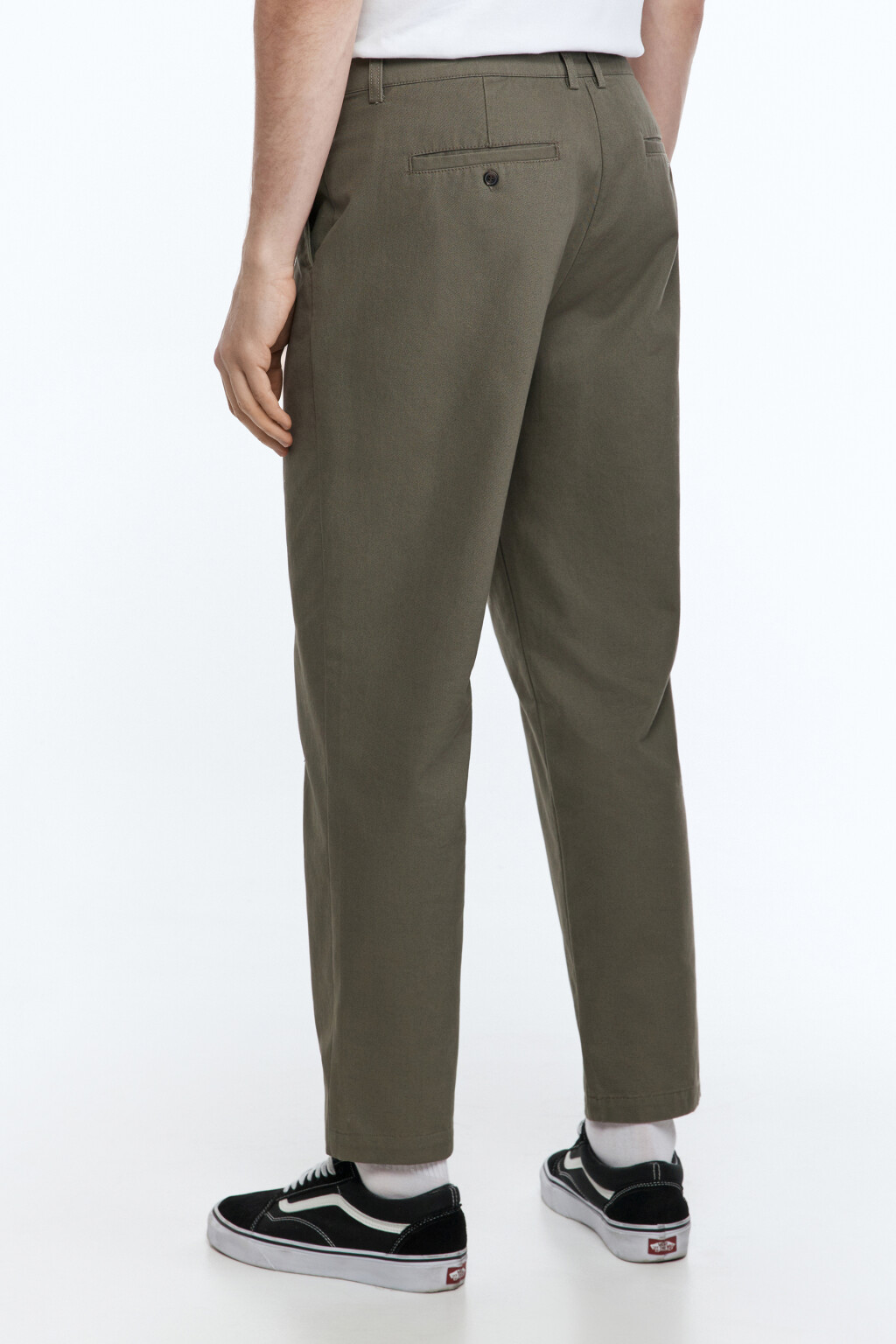 Брюки-чинос хлопковые зауженные со средней посадкой - цвет зеленый - 3