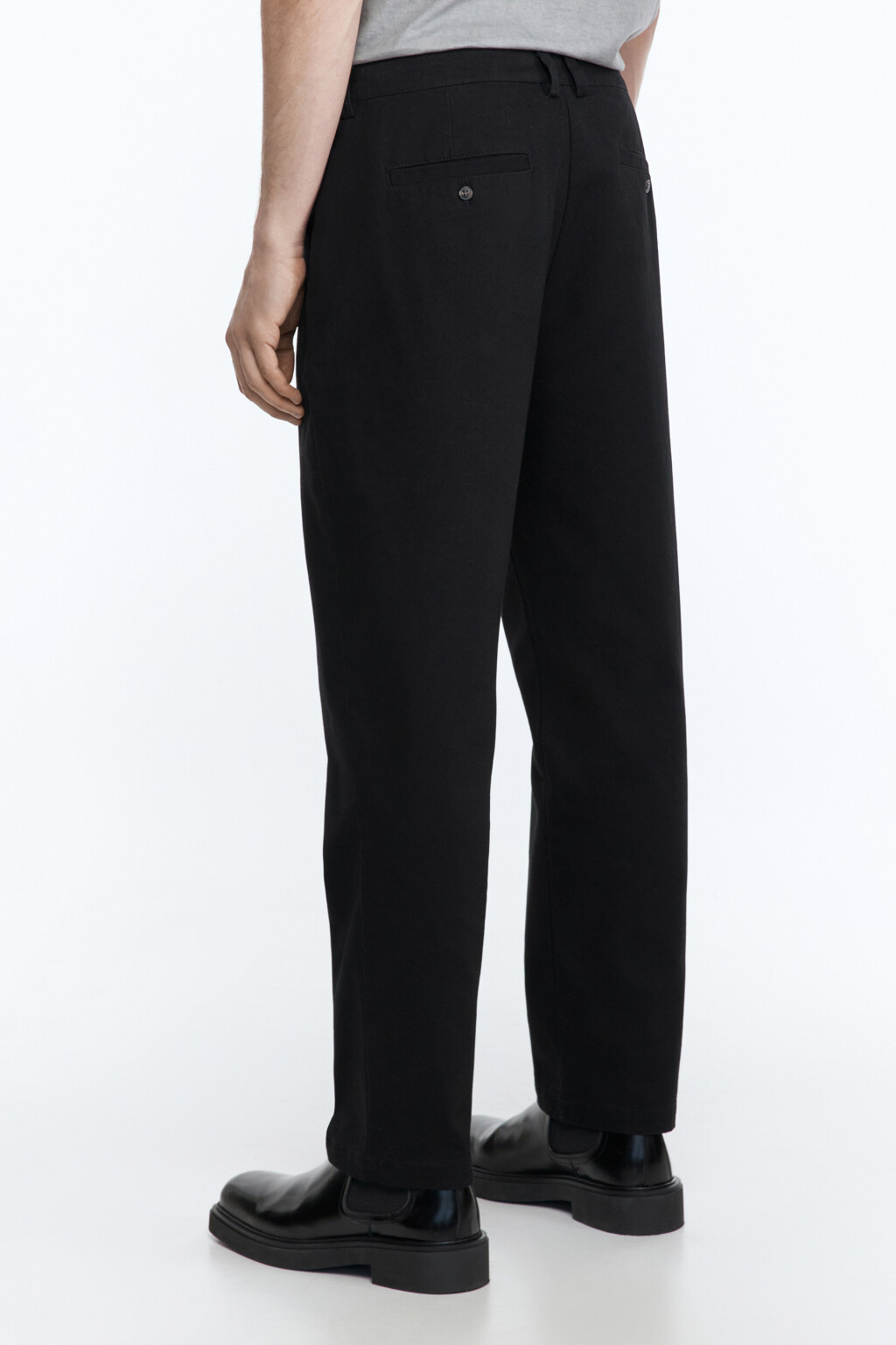 Брюки-чинос хлопковые зауженные со средней посадкой - цвет черный - 4