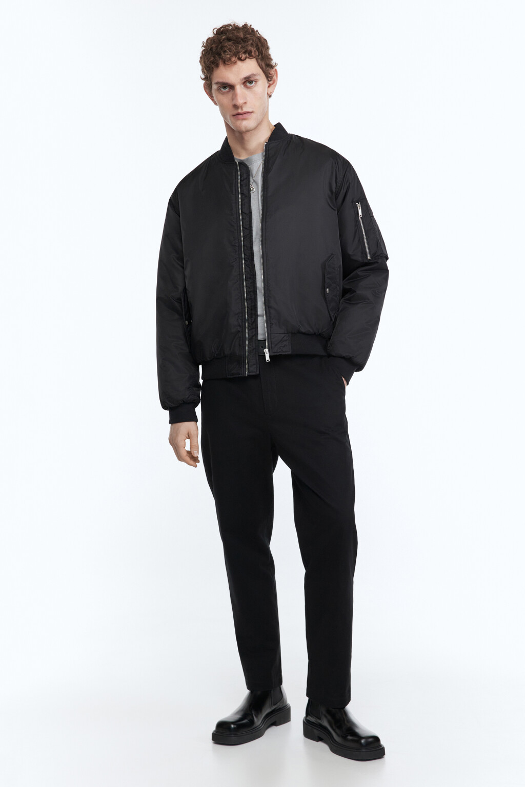 Брюки-чинос хлопковые зауженные со средней посадкой - цвет черный - 6