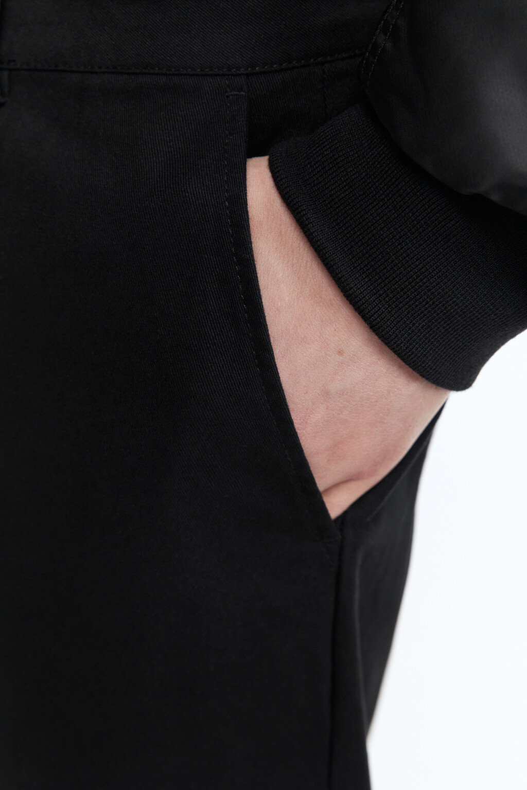 Брюки-чинос хлопковые зауженные со средней посадкой - цвет черный - 8