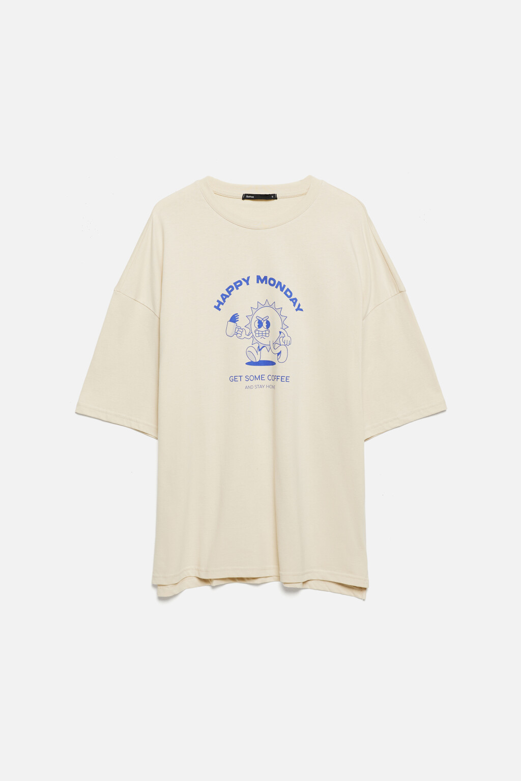 Футболка oversize хлопковая с забавным принтом - цвет бежевый - 10
