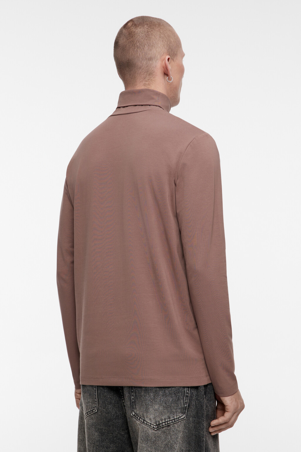 Бадлон хлопковый облегающий с воротником-стойкой - цвет коричневый - 3