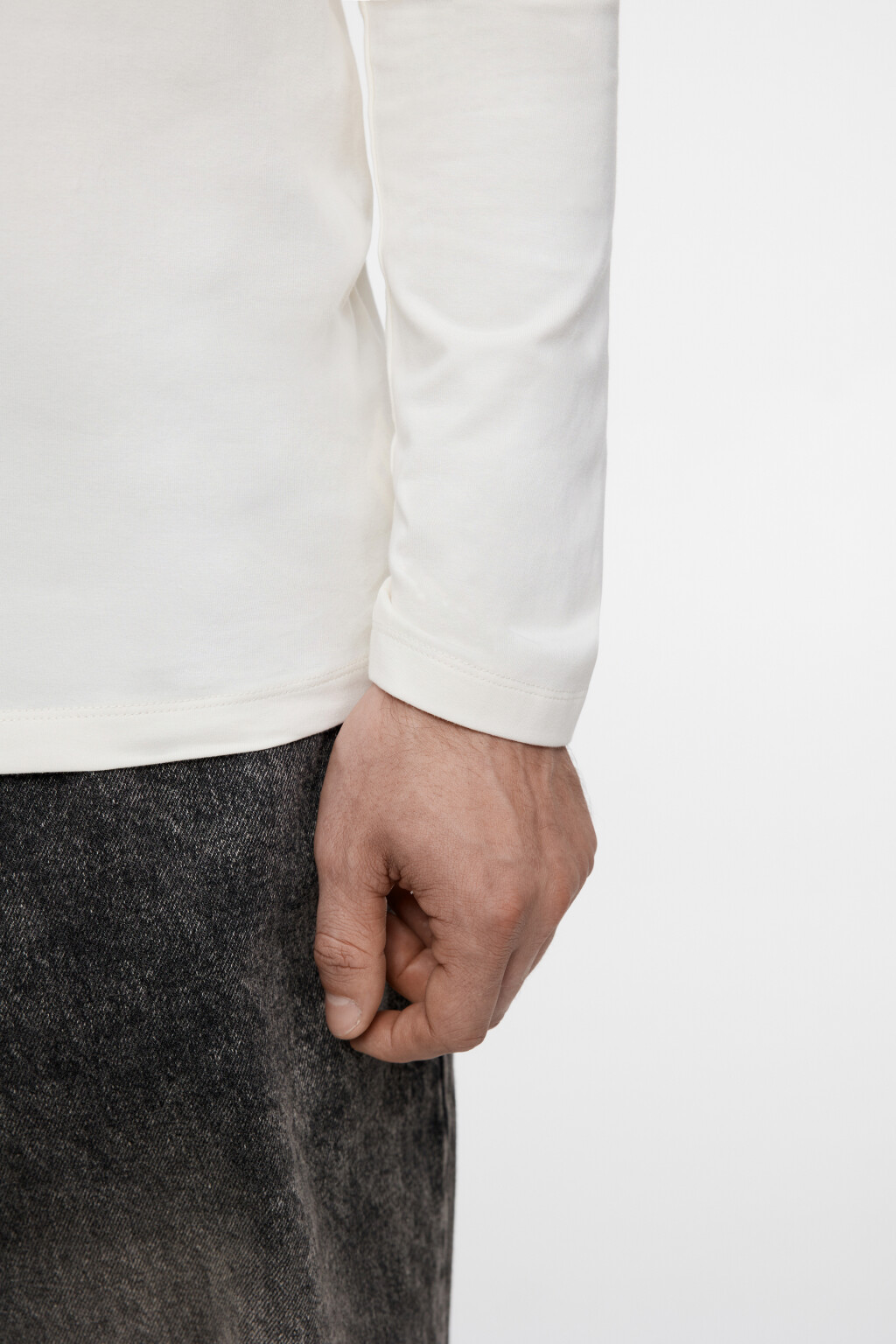 Бадлон хлопковый облегающий с воротником-стойкой - цвет ванильный - 7