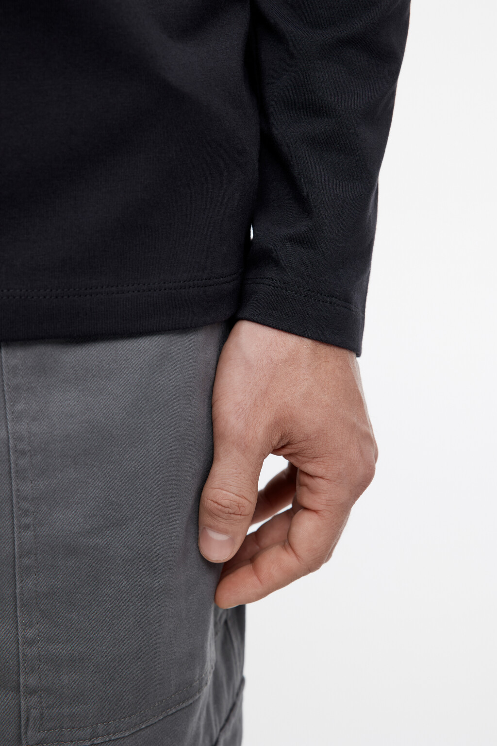 Бадлон хлопковый облегающий с воротником-стойкой - цвет черный - 7