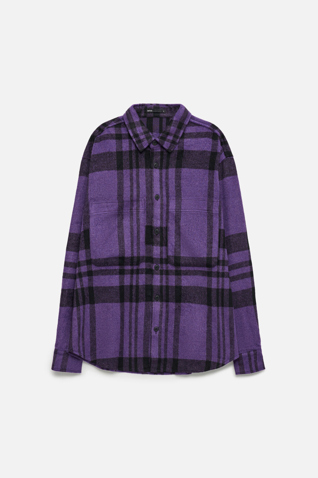 Рубашка теплая клетчатая из ворсистой ткани - цвет фиолетовый - 7