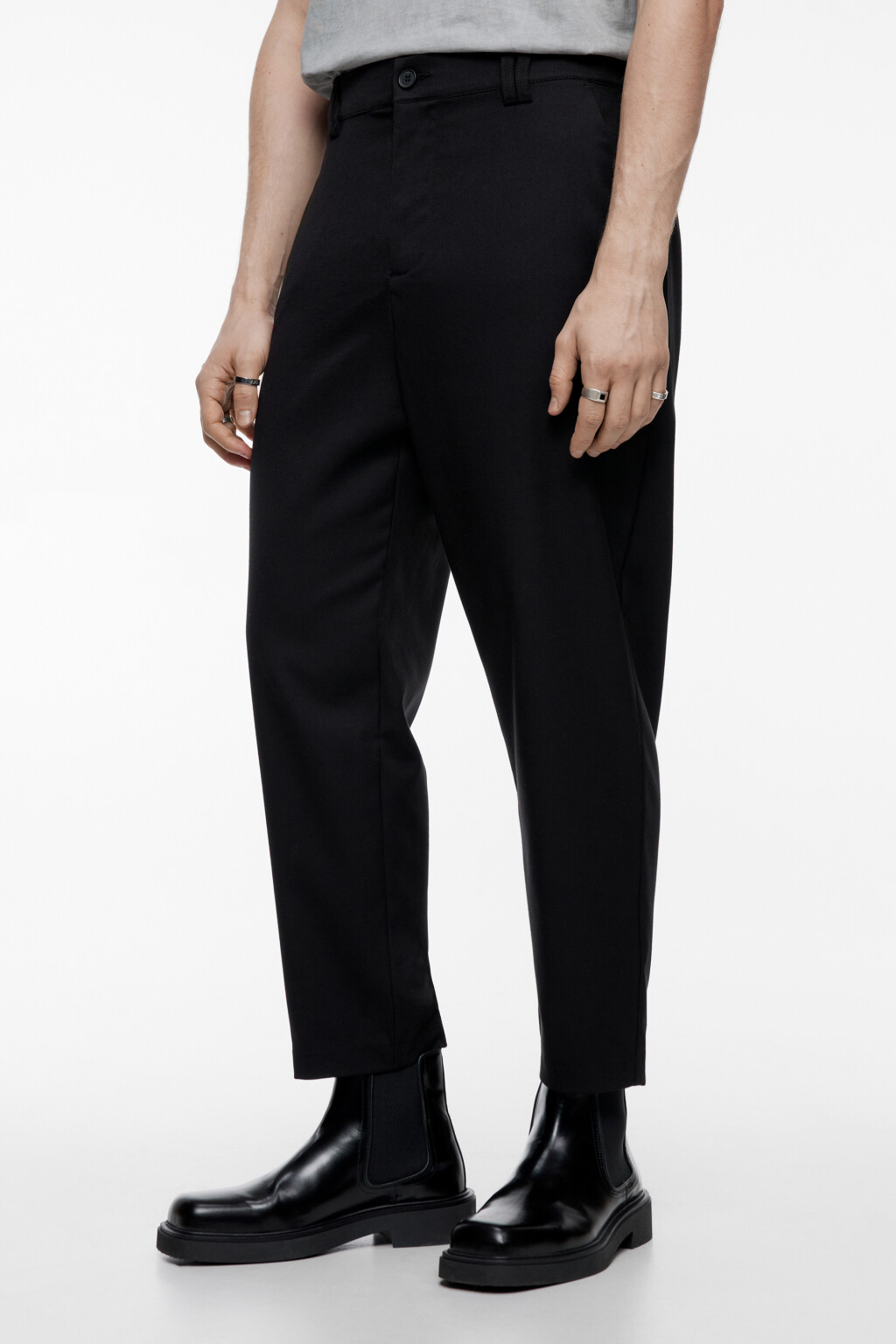 Брюки-чинос классические из костюмной ткани - цвет черный - 3